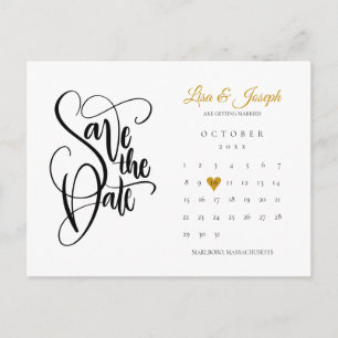 Spara datum kalender guld kärlek hjärta vykort