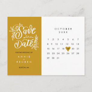 Spara datum kalender guld kärlek hjärta vykort
