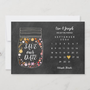 Spara datum kalender hjärta murar krukor kritskrif datumet