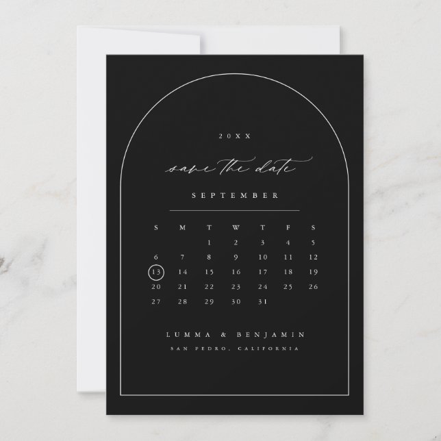 Spara datum-kalender minimal bågformad fotokort datumet (Framsida)