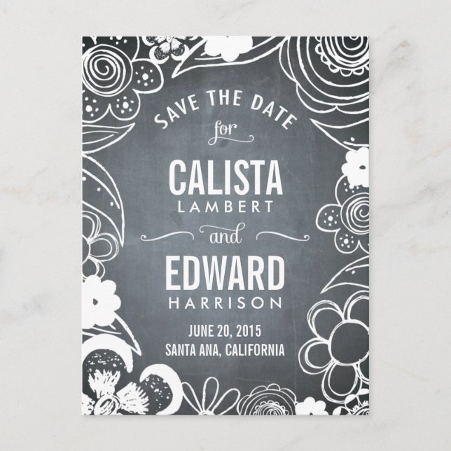 Spara datum - kalkylpanel för blommigt - skiss meddelande vykort (Framsida)