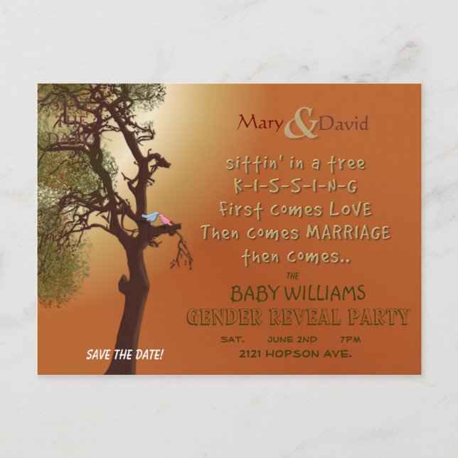 Spara datum Könsavslöjandefest Meddelande Vykort (Framsida)