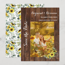 Spara datum Land Greenery Sunblommor Inbjudningar
