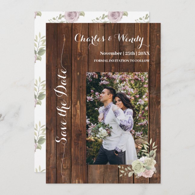 Spara datum Land Lila Ro Inbjudningar (Fram/baksida)