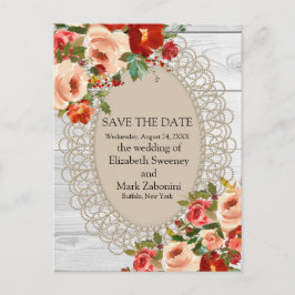 Spara datum Land Rustic White Wood Vykort