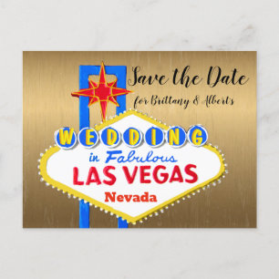 Spara datum Las Vegas Bröllop guld Meddelande Vykort
