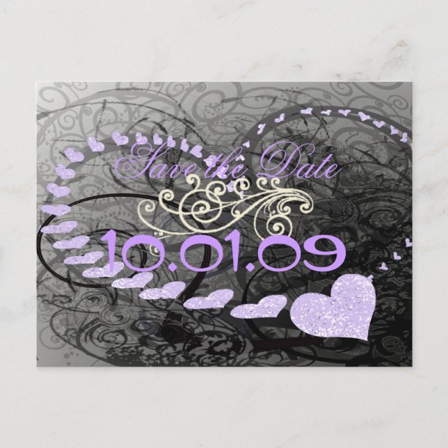 Spara datum Lavendel Hjärtan - Meddelande Vykort (Framsida)