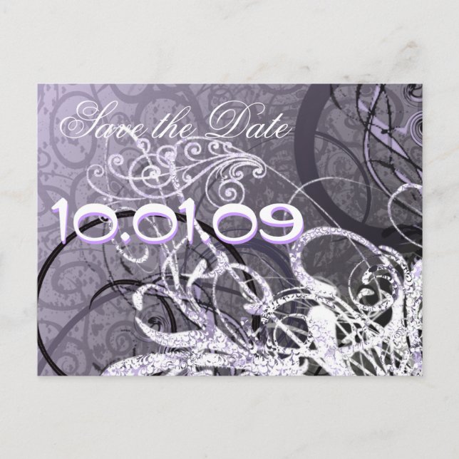 Spara datum Lavendel Hjärtan Meddelande Vykort (Framsida)