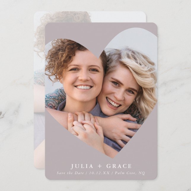 SPARA DATUM lgbtq modern fotohjärtsvamp Inbjudningar (Fram/baksida)