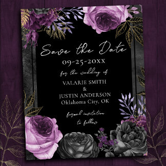 Spara datum Lila Black Gothic Bröllop
