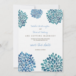Spara datum Linen Blue Watercolor Dahlias Datumet