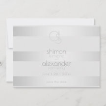 Spara datum | Lysande Silverränder Monogram