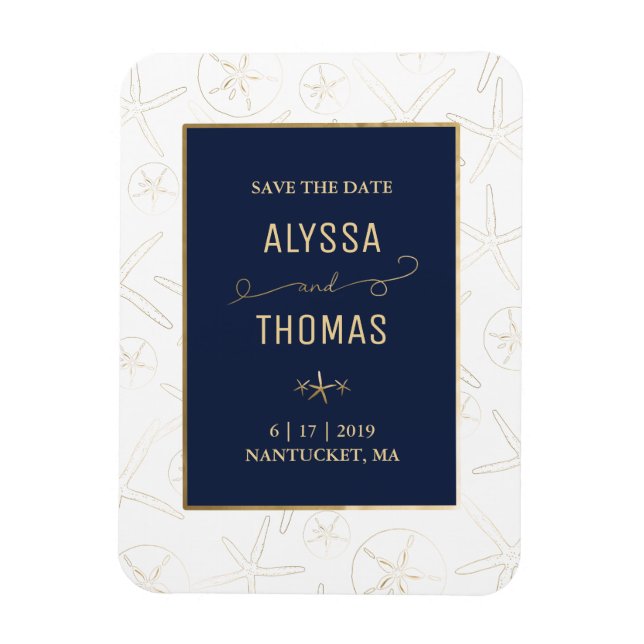 Spara datum magneter - Beach Wedding, Starfish (Vertikal)