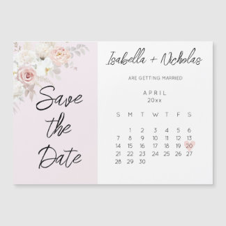 Spara datum magneter-kalender med Rosa Flowers Magnetisk Inbjudningskort