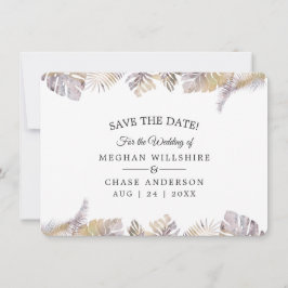 Spara datum Mauve Guld Watercolor Tropical Lämna