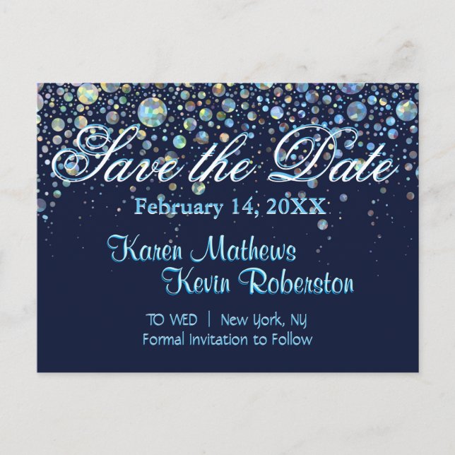 Spara datum med bubbelstaplar meddelande vykort (Framsida)