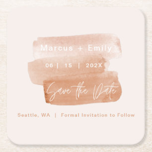 Spara datum med lägsta möjliga Brushstroke Underlägg Papper Kvadrat