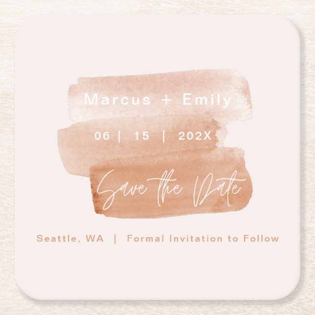 Spara datum med lägsta möjliga Brushstroke Underlägg Papper Kvadrat (Framsidan)