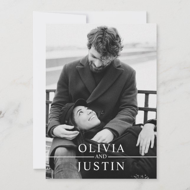 Spara datum med minimalistisk elegant inbjudningar (Baksida)