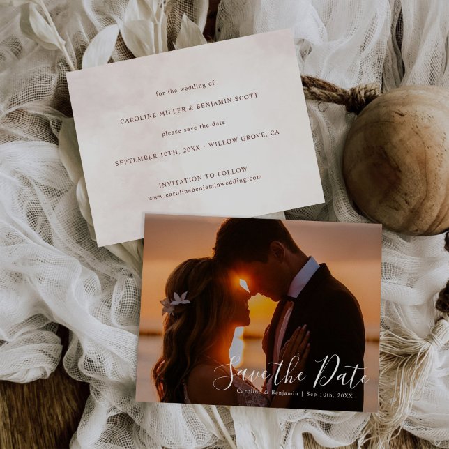 Spara datum med minimalistisk modern Elegant bröll Inbjudan Vykort (Skapare uppladdad)