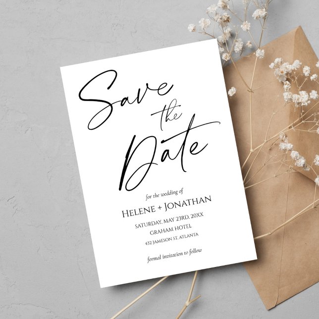 Spara datum med minimalistisk modern Elegant bröll Inbjudningar (Minimalist Modern Elegant Wedding Save The Date Invitation)