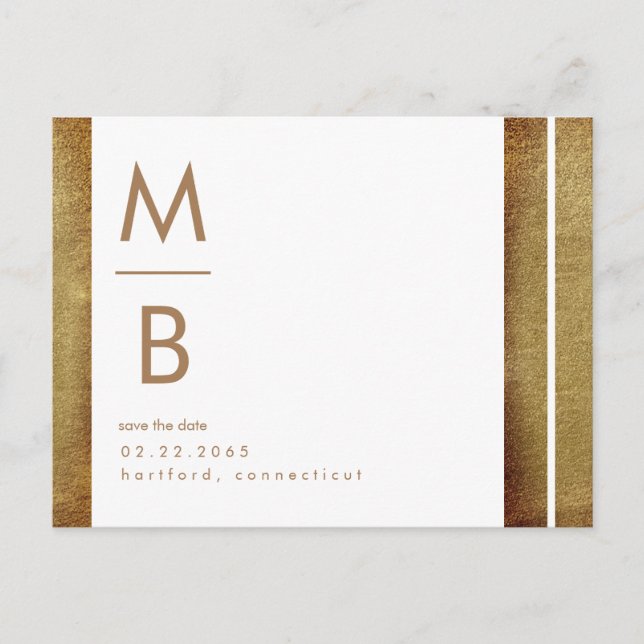 Spara datum med modern monogram i guld och vitt vykort (Framsida)