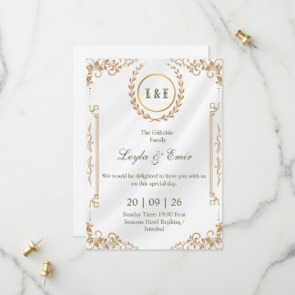 Spara datum med monogram i guld lagerkrans datumet