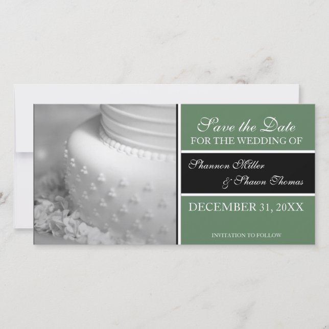 Spara datum meddelande-fotokort {Grönt} Spara Datumet (Framsida)