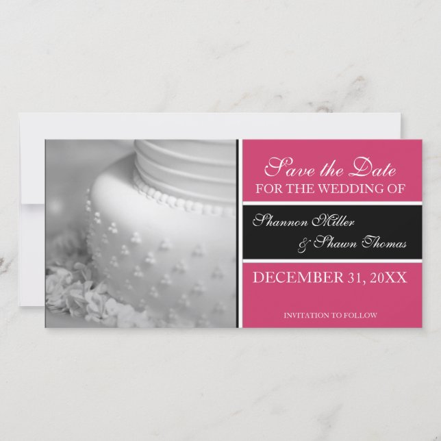 Spara datum meddelande-fotokort {Rosa} Spara Datumet (Framsida)