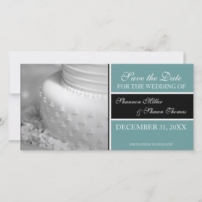 Spara datum meddelande-fotokort {Teal} Spara Datumet (Framsida)