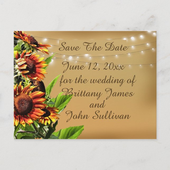 Spara datum meddelande, solblommor vykort (Framsida)