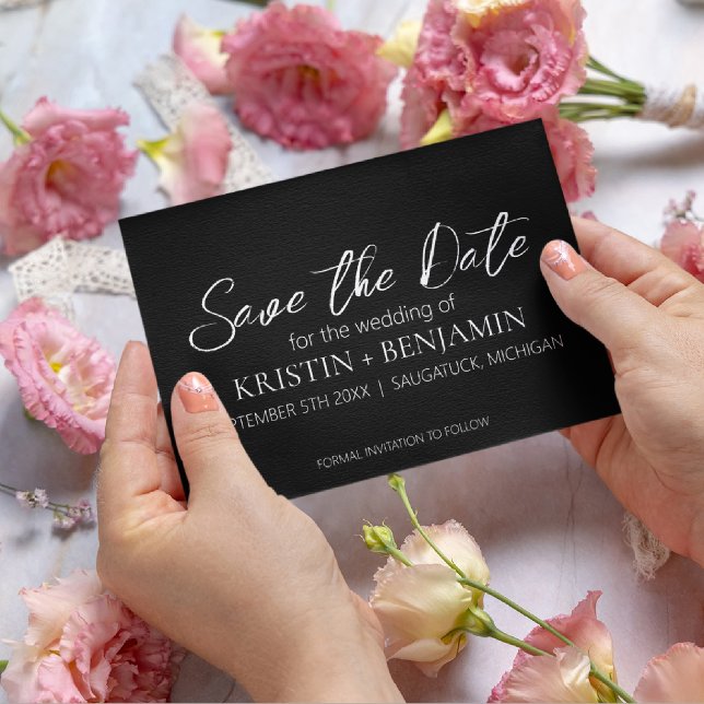 Spara datum meddelande (svart) inbjudningar (Skapare uppladdad)