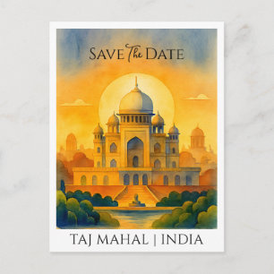 Spara datum meddelande Taj Mahal Indien Vintage Vykort