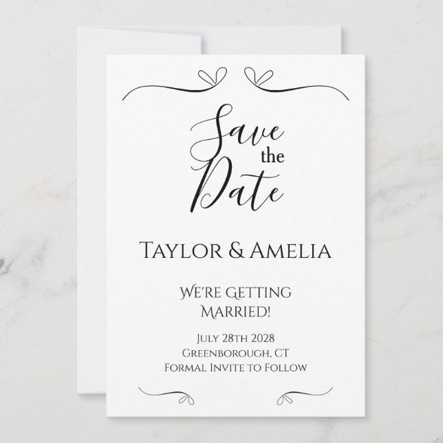 Spara datum Modern svart och vitt Spara Datumet (Framsida)