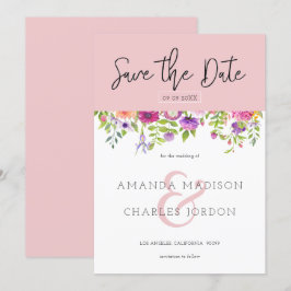 Spara datum modern typografi & färgglada blommor inbjudningar