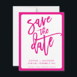 SPARA DATUM moderna skript som skriver fushcia-ros Datumet<br><div class="desc">by kat masard >>> https://linktr.ee/simplysweetpaperie<<< A modern design featuring hand lettered, brushed type for your SAVE THE DATE ANNOUNCEMENT. Setup as a template it is simple for you to personalize it - make it yours! >>> TIPS - slå bara knappen "Anpassa" och lägg till/ändra text, typsnitt, färg eller lägga till/flytta...</div>