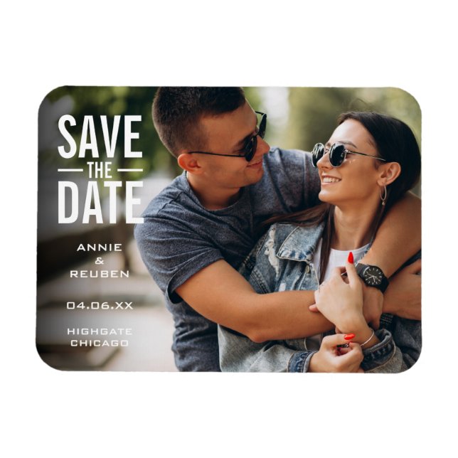 Spara datum Modernt tillkännagivande Foto Magnet (Horisontell)