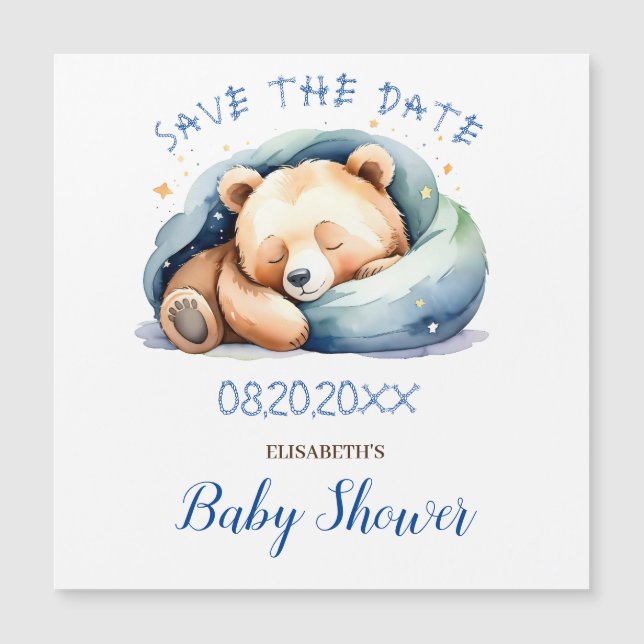 Spara datum Nallen Baby Shower (Framsida)