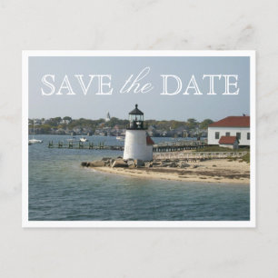 Spara datum Nantucket Bröllop Brant Point Light Meddelande Vykort
