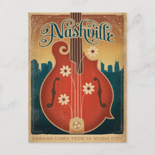 Spara datum Nashville, TN - Flower Mandolin Meddelande Vykort