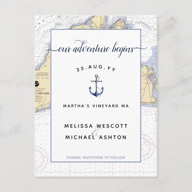 Spara datum #Nautical Anchor | #SaveTheDate MV Meddelande Vykort (Framsida)