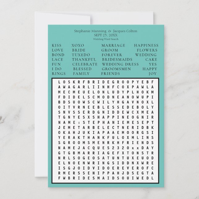 Spara datum Ord-sökning - Grönten Teal Inbjudningar (Framsida)