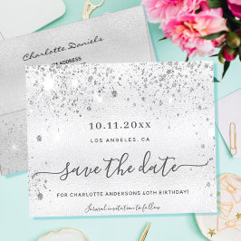 Spara datum på budgetfödelsedag silver glitter met