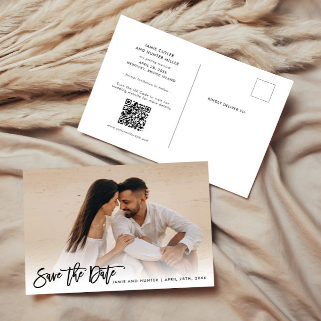 Spara datum penselskrift foto  meddelande vykort (Skapare uppladdad)