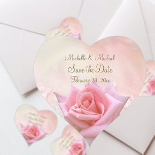 Spara datum Perfekt Rosa ros Heart-etiketten Hjärtformat Klistermärke