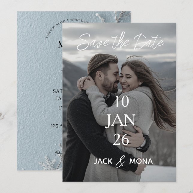 Spara datum  Personlig Enkel Modern bröllop Inbjudningar (Fram/baksida)