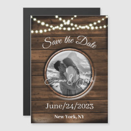 Spara datum-Personligen Rustic Magnetic Card