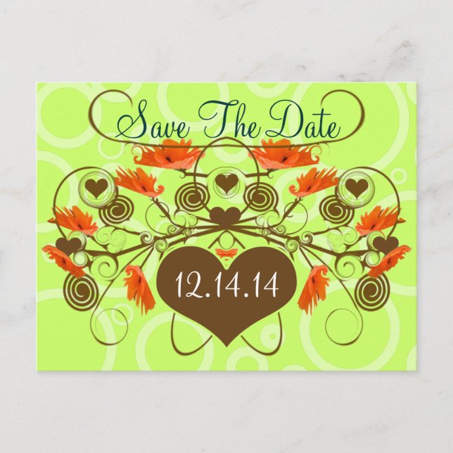 Spara datum - poppies med Kant Meddelande Vykort (Framsida)