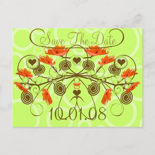 Spara datum - poppies med Kant Meddelande Vykort (Framsida)