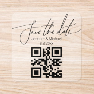 spara datum,qr-kod minimalistisk bröllop trendigt fyrkantigt klistermärke